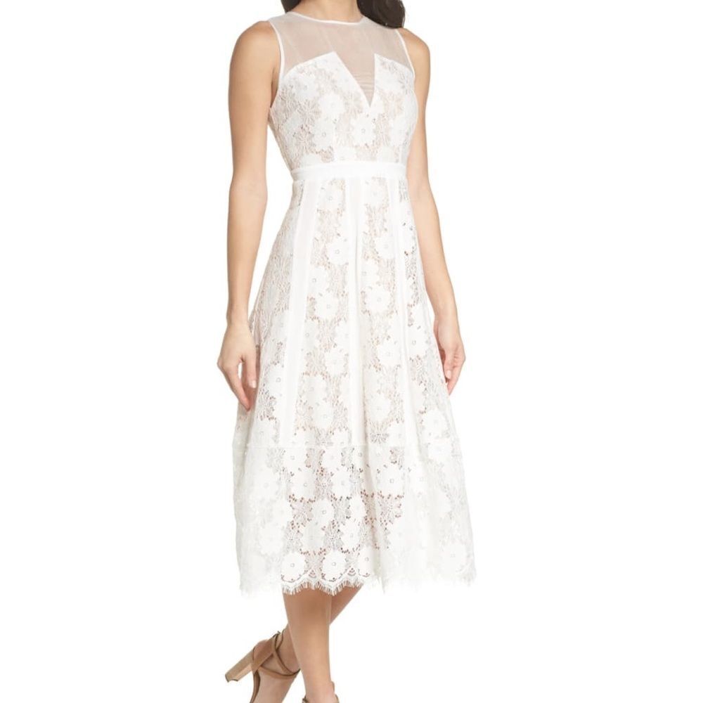 Chelsea28 White Embroidered Lace Midi Dress New Without Tag Size Medium
